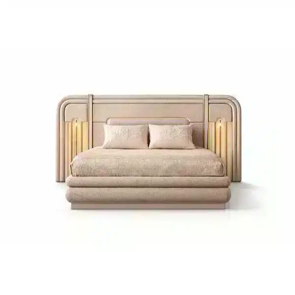 Bedroom Bed and Nightstand Set presented in a modern bedroom with premium side perspective