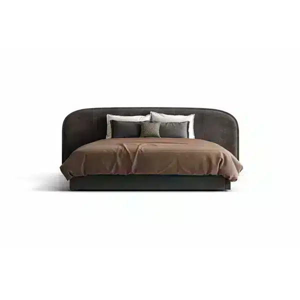 Copy Bed and Nightstand Set presented in a clean bedroom with wide room view