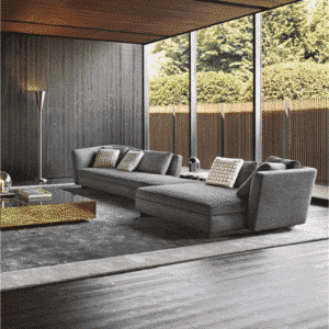 Zoren L Shape sofa design in room view for contemporary interiors