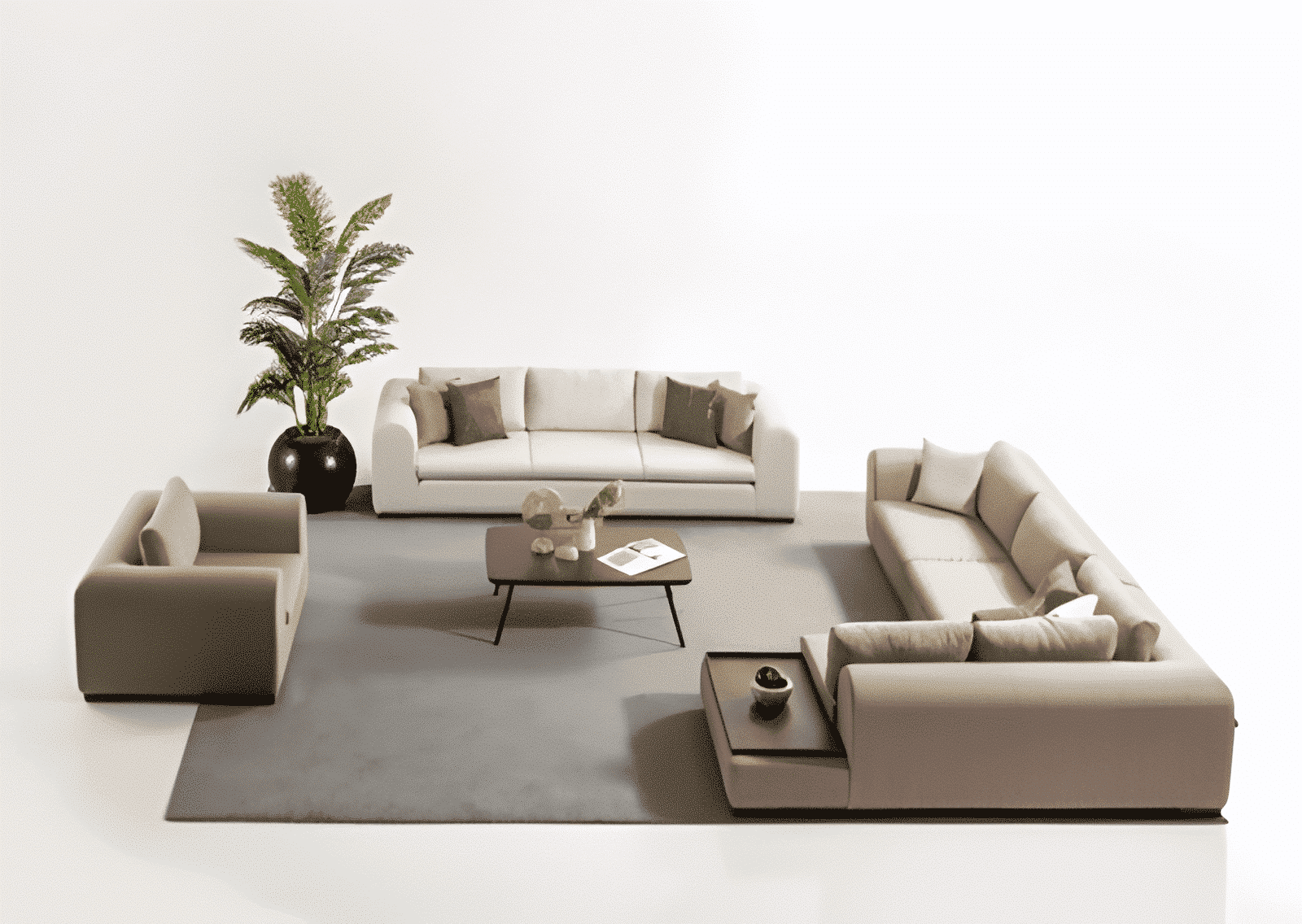 Briso L Shape front view for modern L Shape living room furniture