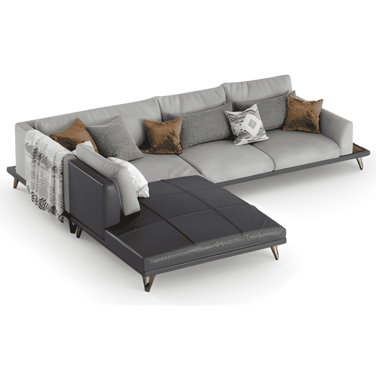 Rivi L Shape front view for modern L Shape living room furniture