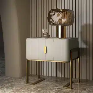 Luna Nightstand Set in cozy wood finish detail
