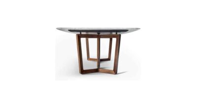 Navi marble table with solid red beech wood base