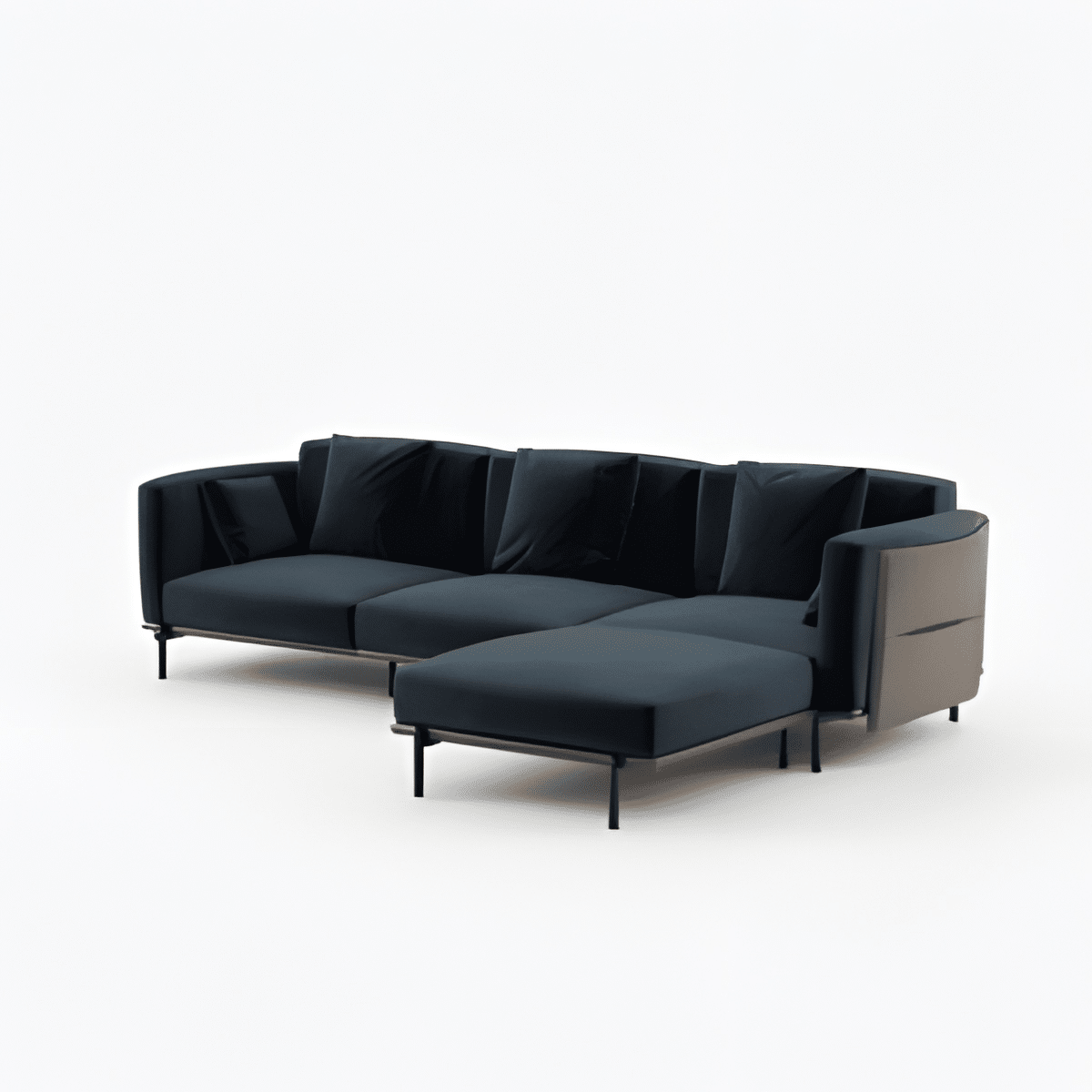 Soft L Shape front view for modern L Shape living room furniture