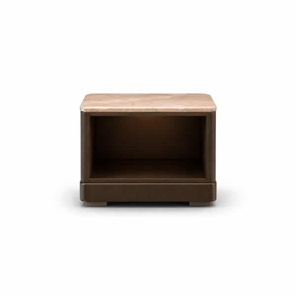 Bedroom Bed and Nightstand Set presented in a premium bedroom with polished front perspective with a clear product perspective