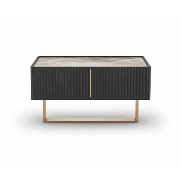 Bedroom Bed and Nightstand Set presented in a contemporary bedroom with neat side perspective with a clear product perspective