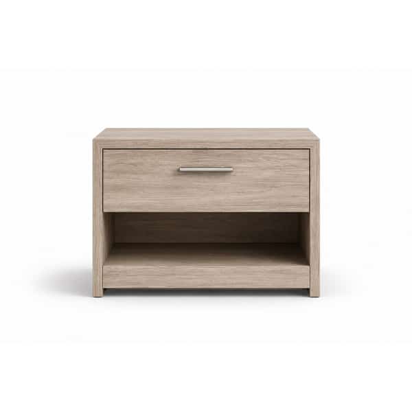 Bedroom Bed and Nightstand Set presented in a modern bedroom with graceful wide perspective with a clear product perspective