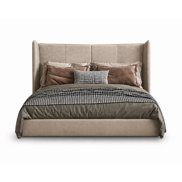 Bedroom Bed and Nightstand Set presented in a refined bedroom with fresh wide perspective with a clear product perspective