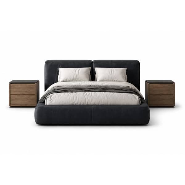 Bedroom Bed and Nightstand Set presented in a elegant bedroom with modern detail perspective with a clear product perspective