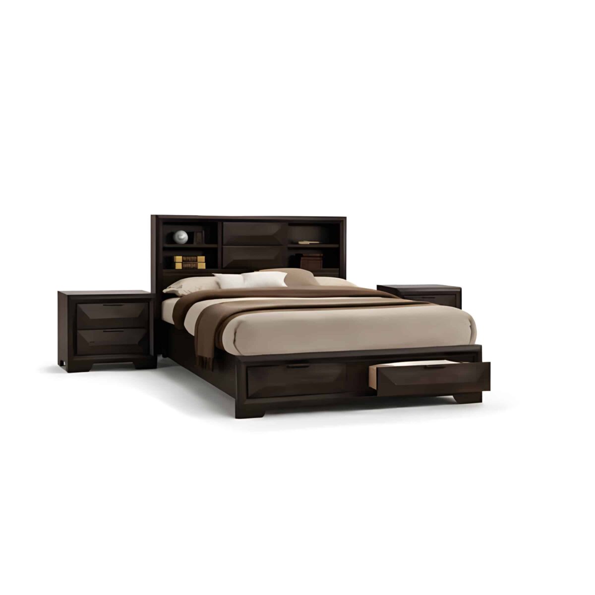 Favo Bed and Nightstand Set