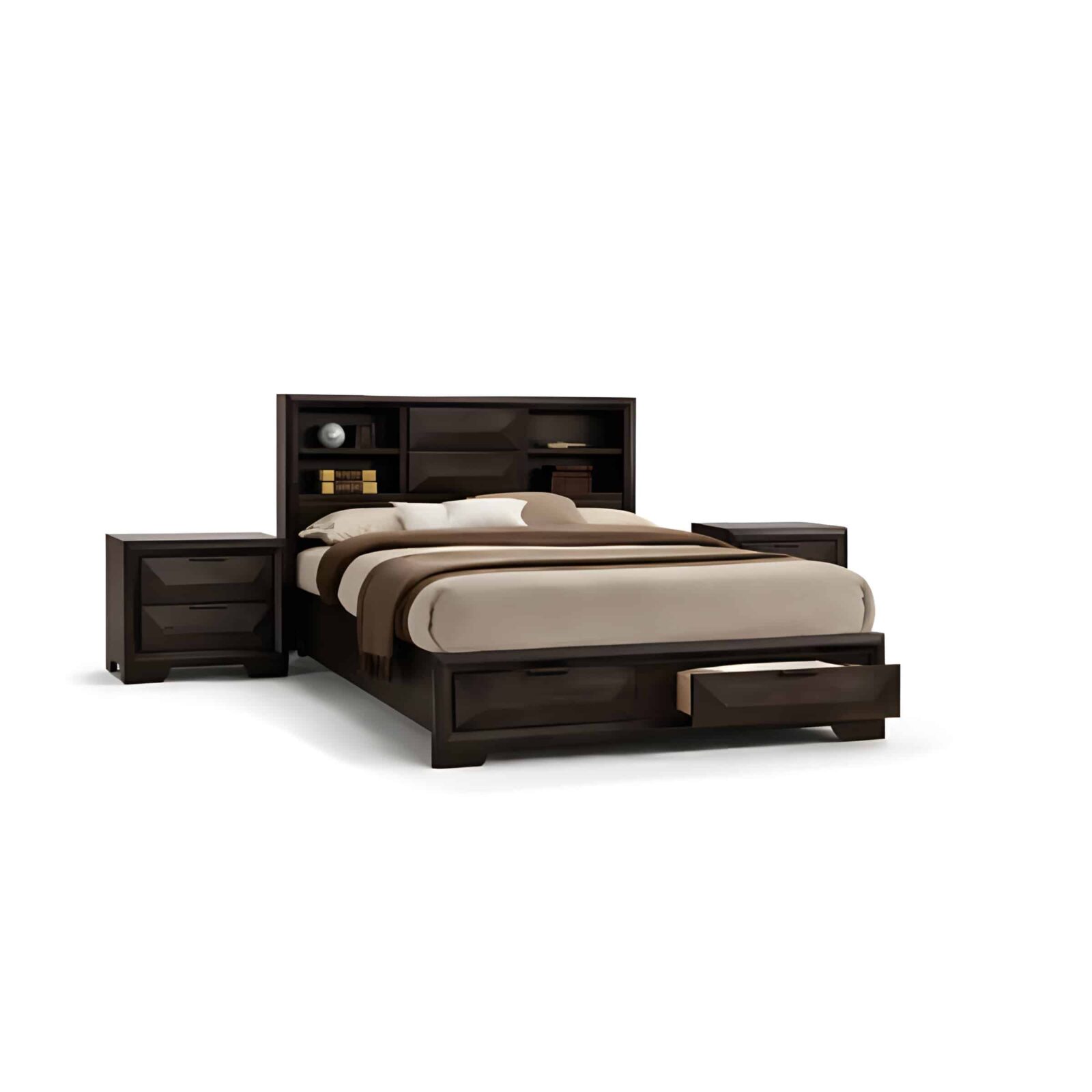 Favo Bed and Nightstand Set