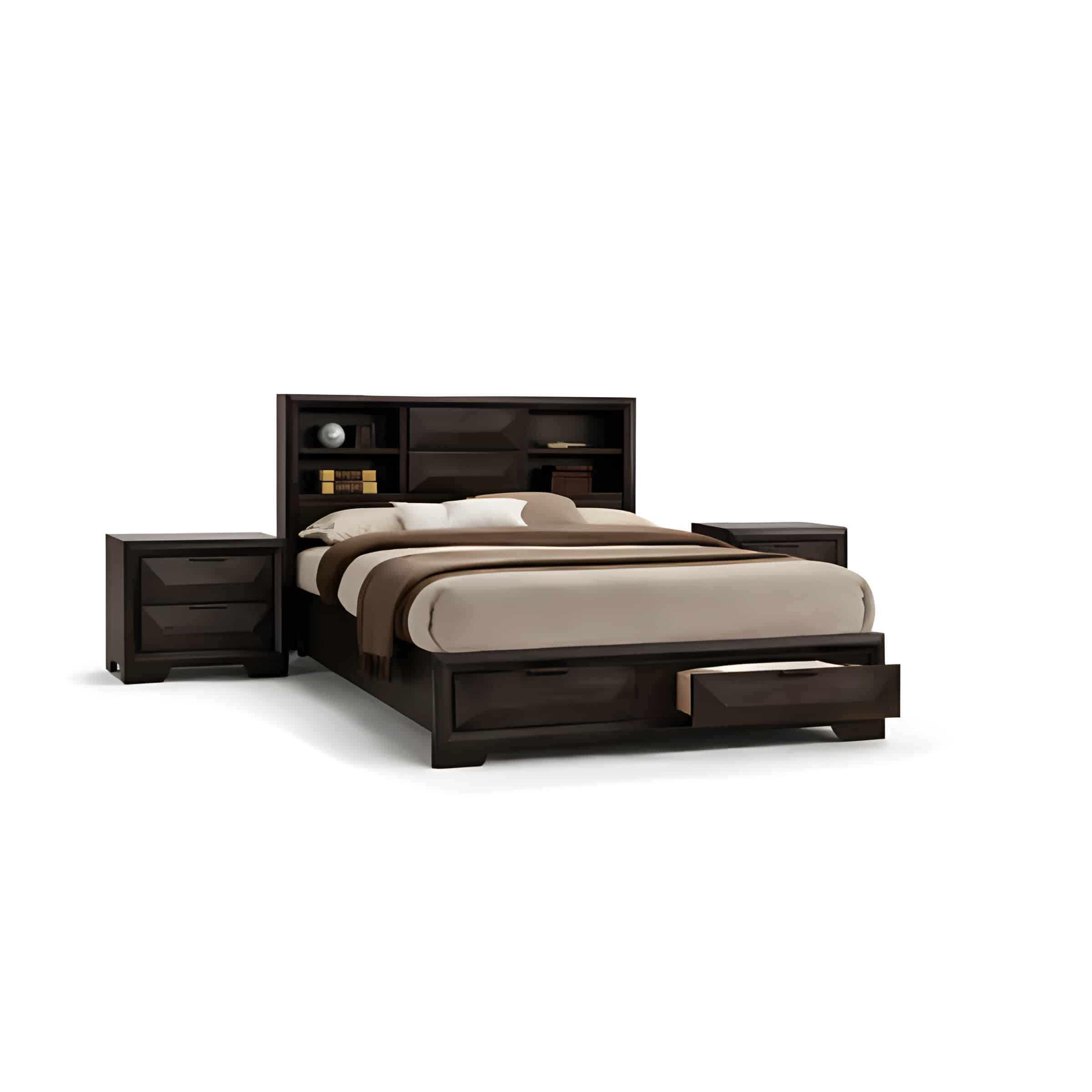 Favo Bed and Nightstand Set