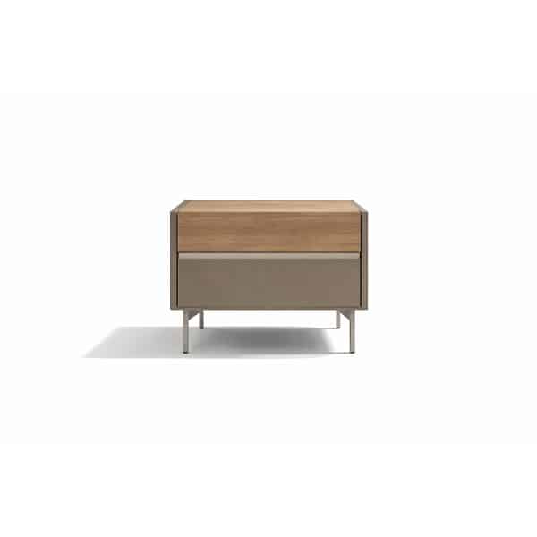 Vila Bed and Nightstand Set presented in a clean bedroom with wide room view
