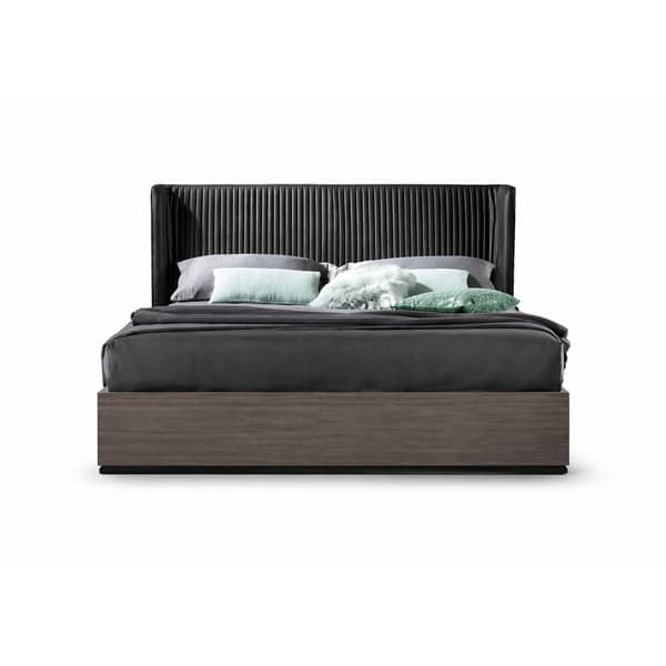 Orex Bed and Nightstand Set presented in a modern bedroom with close detail angle