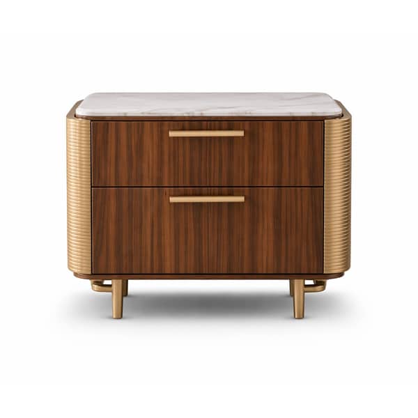 Rina Bed and Nightstand Set presented in a contemporary bedroom with side perspective