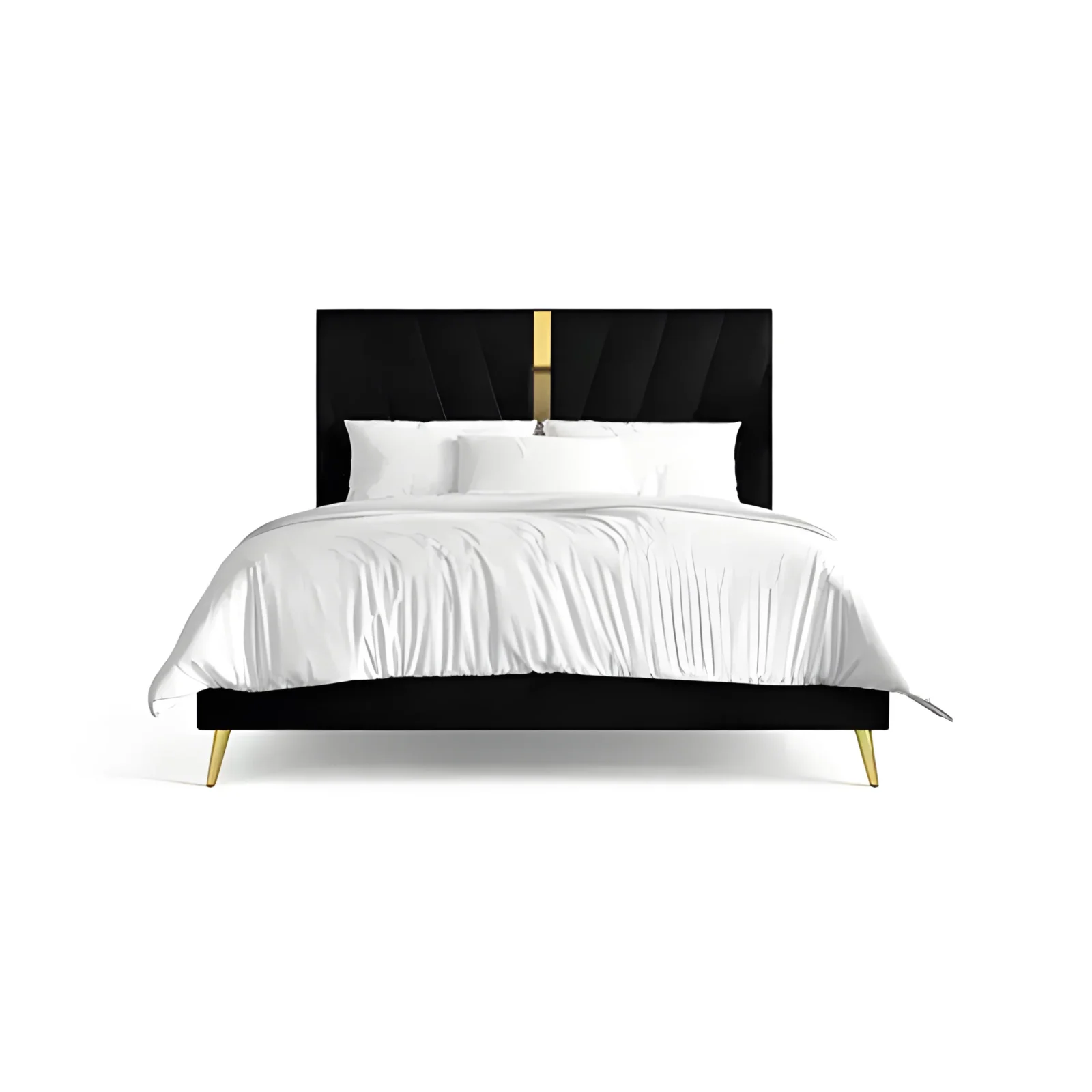 Bedroom Bed and Nightstand Set presented in a modern bedroom with graceful wide perspective