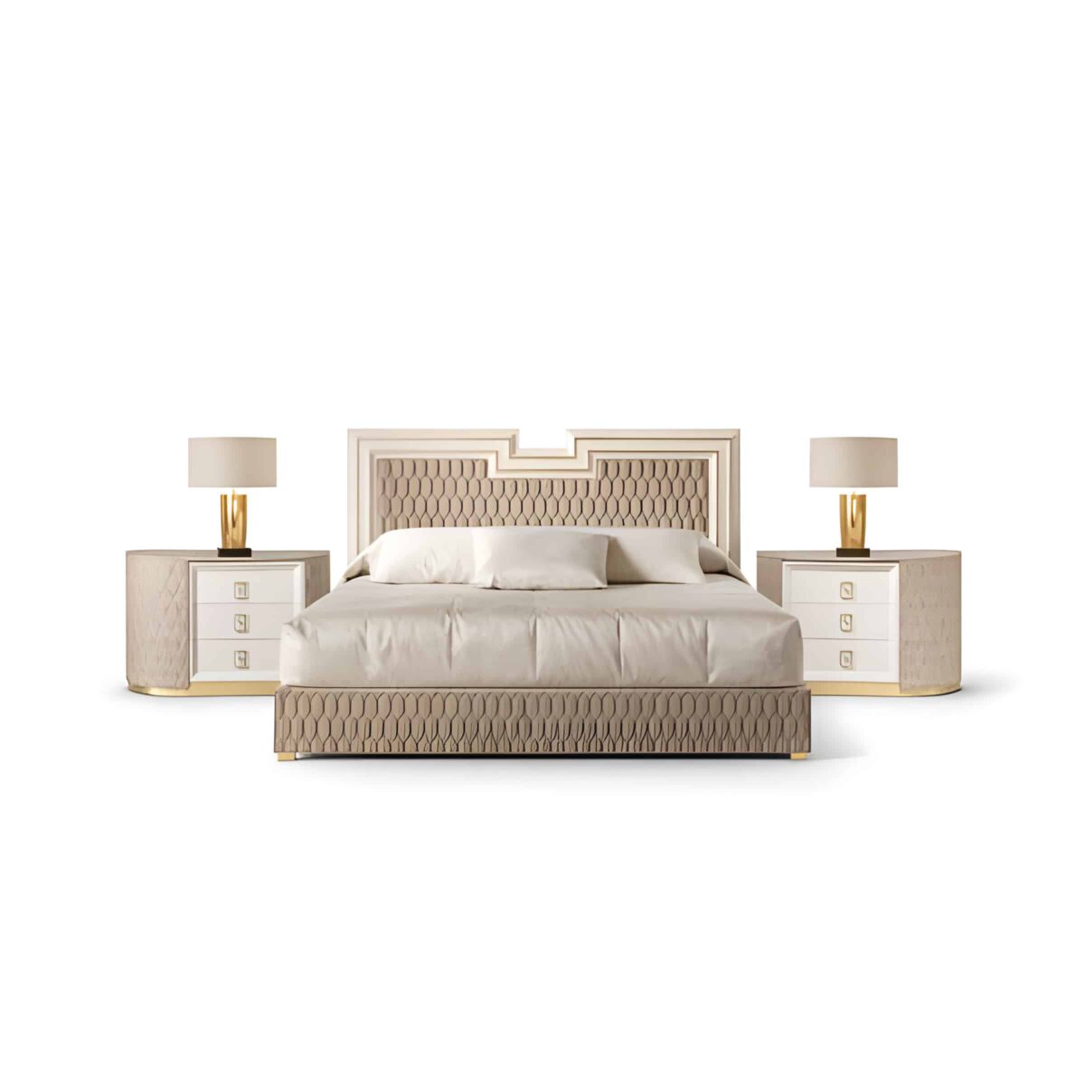 Jivo Bed and Nightstand Set