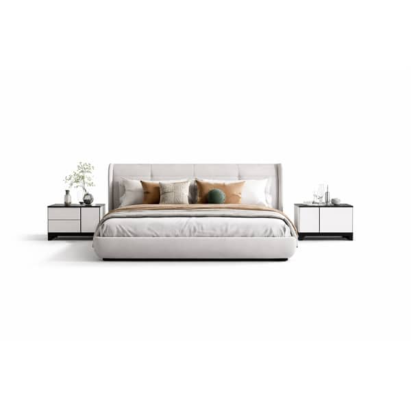 Bedroom Bed and Nightstand Set presented in a premium bedroom with polished decor perspective