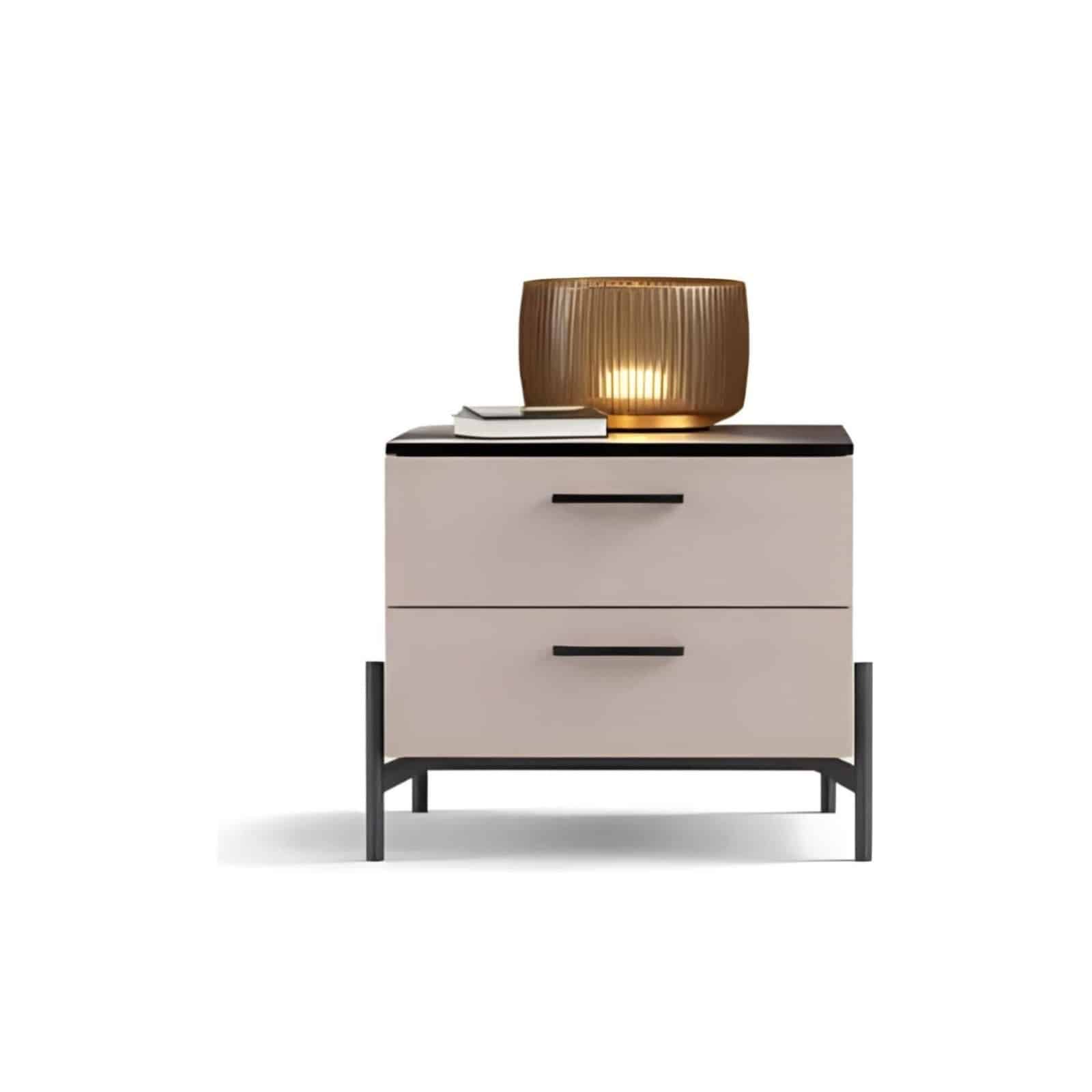 Bedroom Bed and Nightstand Set presented in a classic bedroom with airy wide perspective