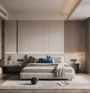 Bedroom Bed and Nightstand Set presented in a comfortable bedroom with cozy corner perspective with a clear product perspective
