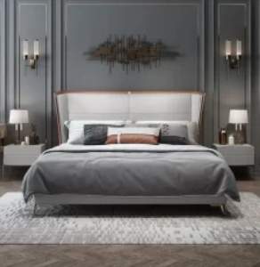 Bedroom Bed and Nightstand Set presented in a cozy bedroom with serene corner perspective with a clear product perspective