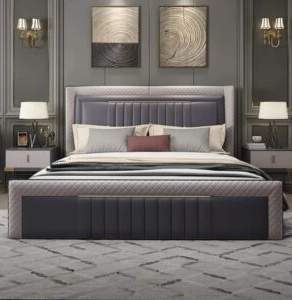 Mino Bed and Nightstand Set presented in a cozy bedroom with natural room display