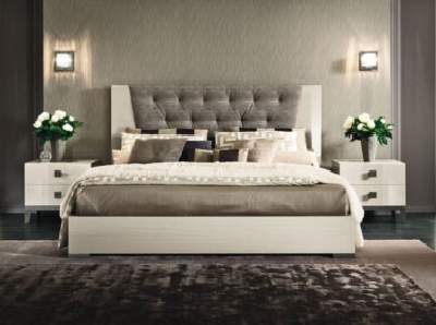 Bedroom Bed and Nightstand Set presented in a stylish bedroom with classic wide perspective