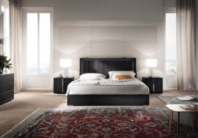 Bedroom Bed and Nightstand Set presented in a clean bedroom with sleek furniture perspective