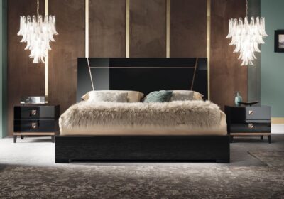Bedroom Bed and Nightstand Set presented in a premium bedroom with polished corner perspective