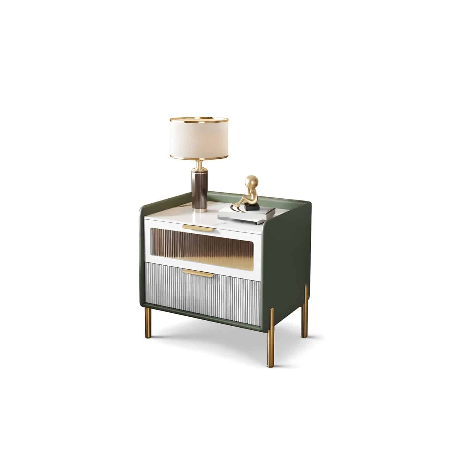 Celo Nightstand Set in timeless storage display
