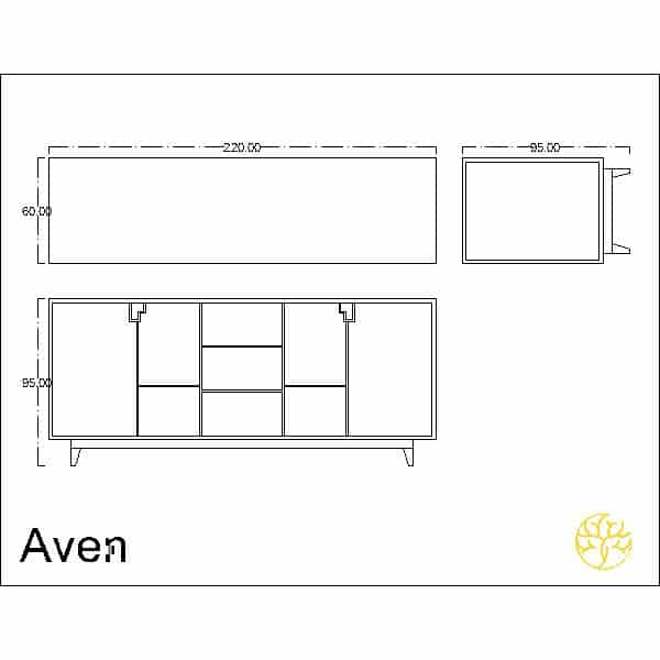 Gema Buffet displayed with a main display for elegant dining spaces