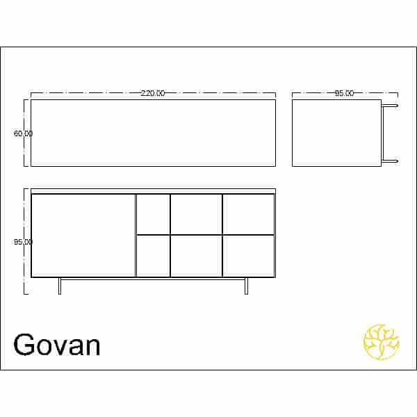 Pina Buffet presented from a side profile for home interiors