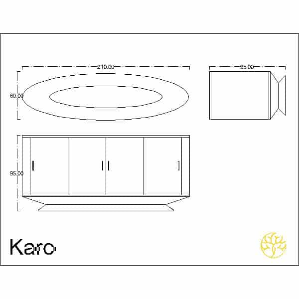Pira Buffet presented from a side profile for home interiors