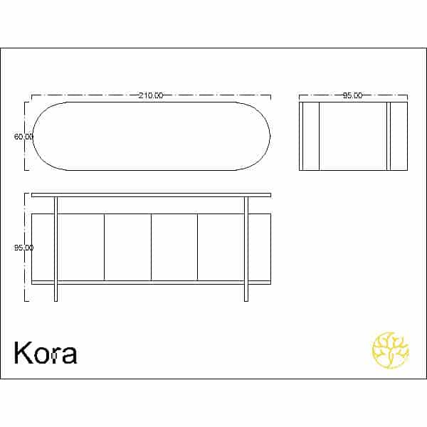 Vena Buffet with a front angle for a modern dining area