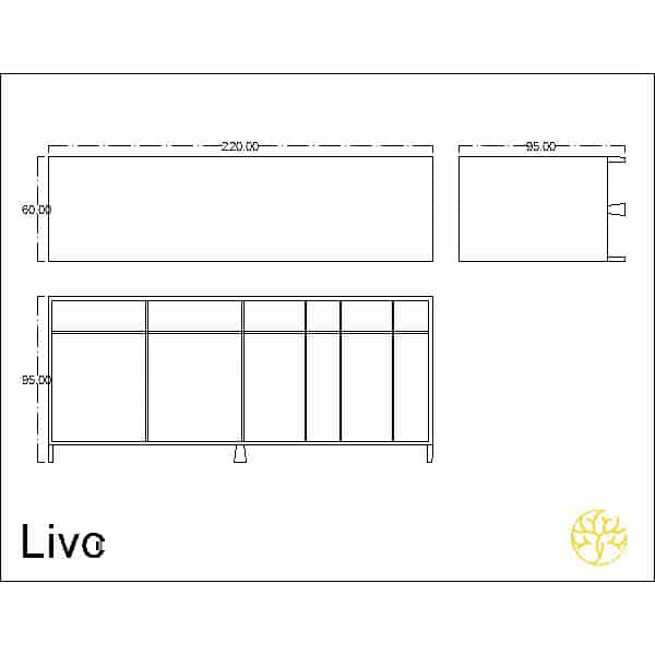 Hivo Buffet in a front angle for coordinated dining room decor