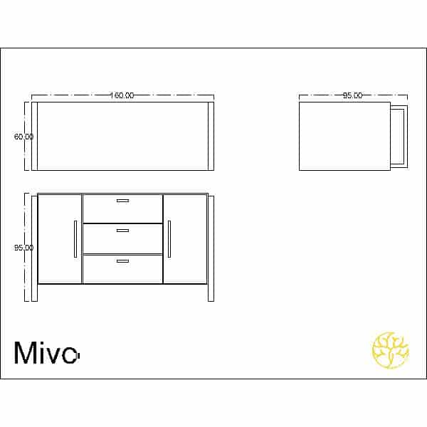 Rivo Buffet with a side profile for a modern dining area