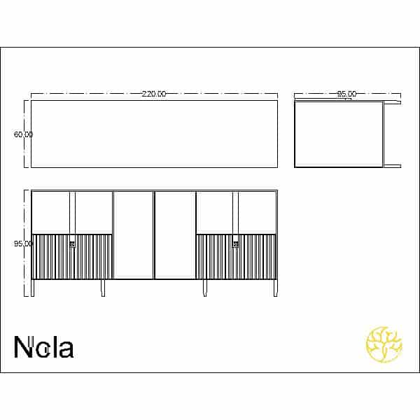 Rhea Buffet in a side profile for coordinated dining room decor