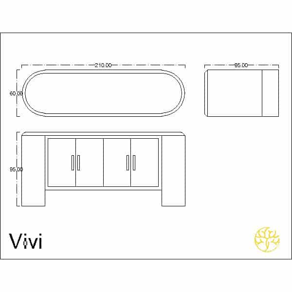 Sira Buffet in a front angle for coordinated dining room decor