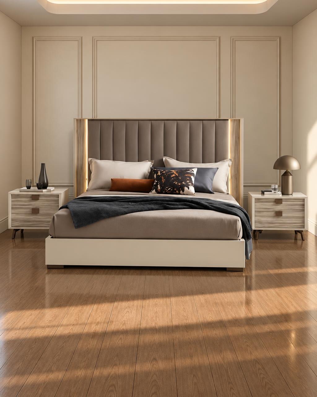 Xiro Bed and Nightstand Set