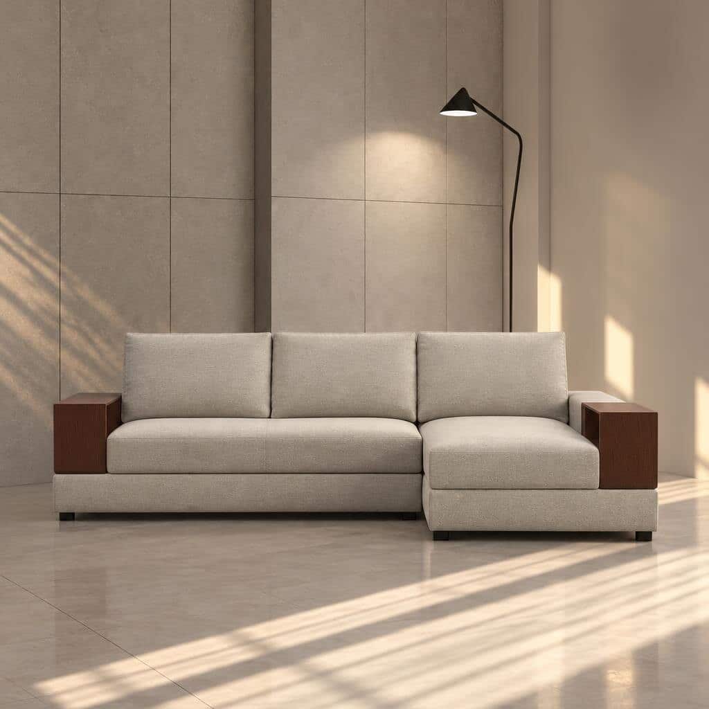 Iron L Shape front view for modern L Shape living room furniture