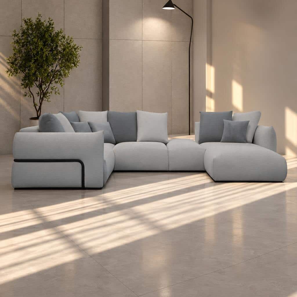 Opal L Shape front view for modern L Shape living room furniture