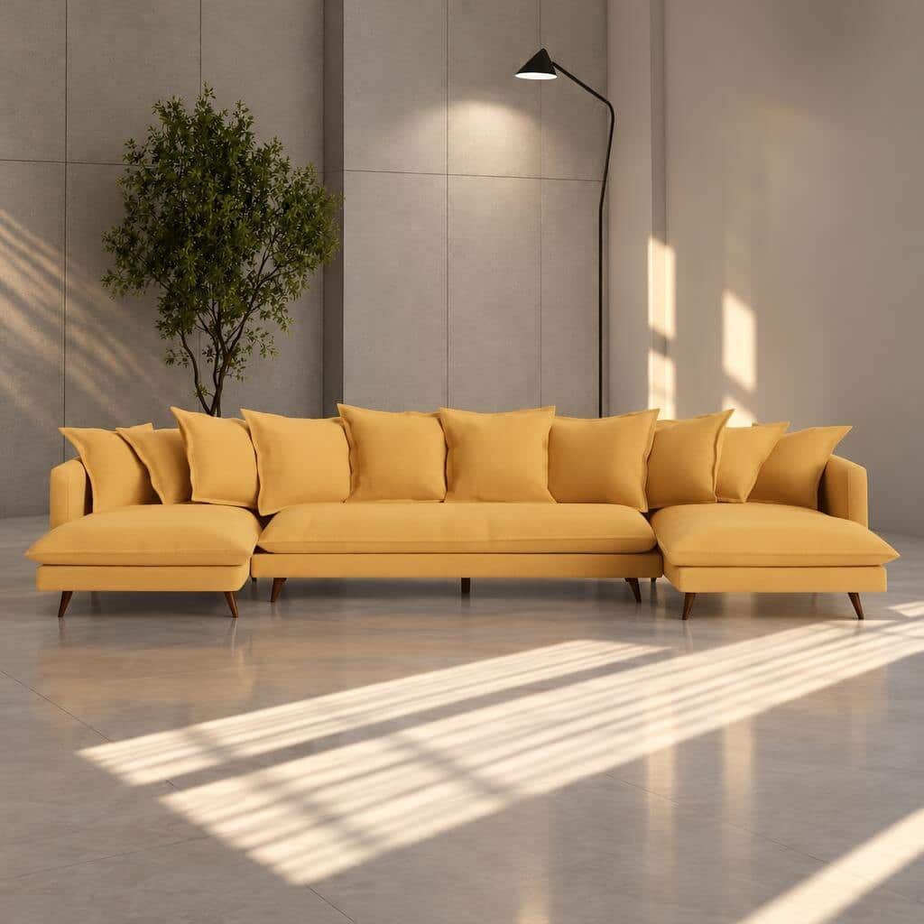 Zevia L Shape front view for modern L Shape living room furniture