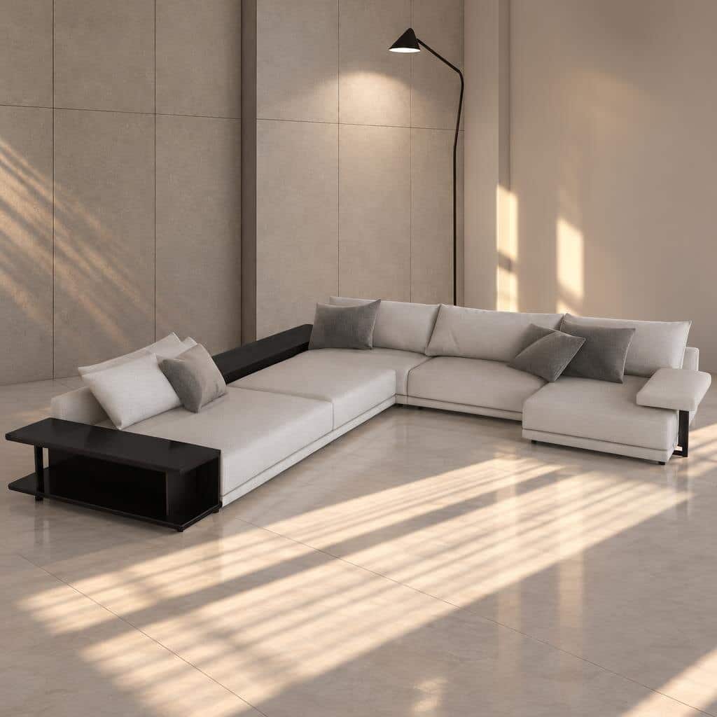 Zenor L Shape front view for modern L Shape living room furniture