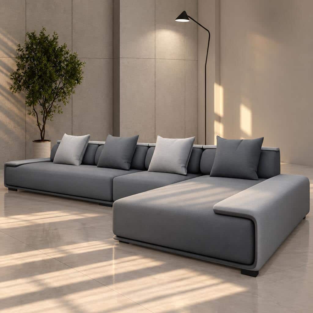 Xylen L Shape front view for modern L Shape living room furniture