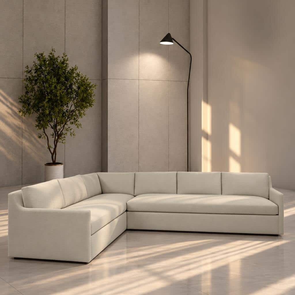 Zelmo L Shape front view for modern L Shape living room furniture