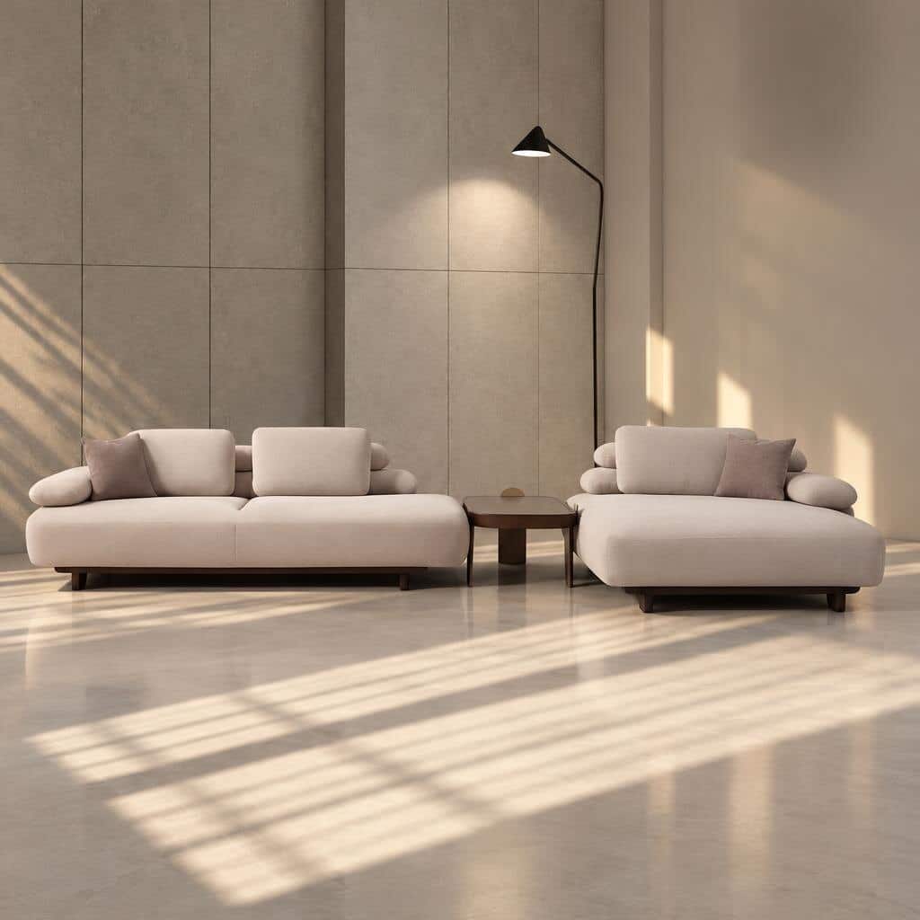 Menlo L Shape front view for modern L Shape living room furniture
