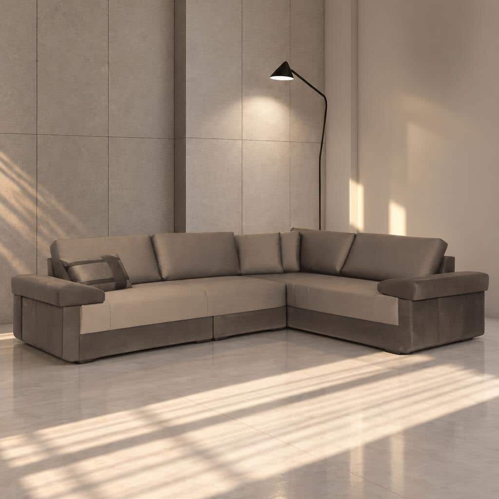 Tina L Shape front view for modern L Shape living room furniture